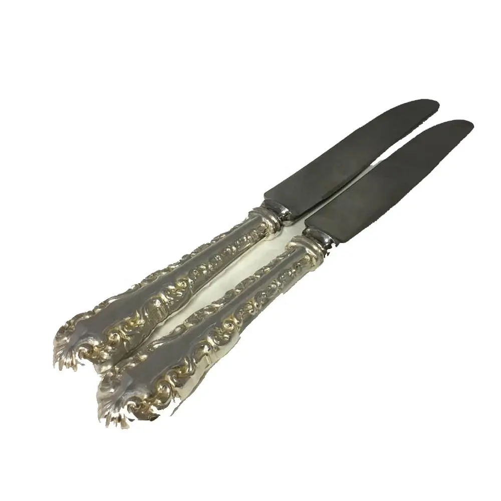 Antika pirinç dekoratif bıçaklar pirinç gümüş kabartmalı kolu masa bıçak üst sınıf paslanmaz çelik toptan peynir bıçağı