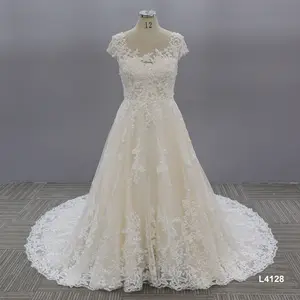 Bead Applique Moiselle Vestido de boda casamento ladies ivory plus size white Wedding Dress gown for bride
