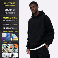 Hoodie Pria Berkualitas Terbaik 350 Gsm Oversized Custom 100% Katun 300Gsm Fleece Tebal Model Crop Hoodie Pria Fleece Tebal Bermotif