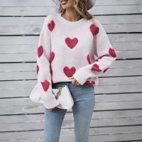 Pull tendance international transfrontalier européen, nouveau style automne, avec motif en forme de cœur, manches longues