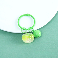 Porte-clés en résine scintillante Kawaii avec petite clochette, pendentifs dessin animé fleur, champignon, nuage, lune, pomme, décoration de sac à dos, cadeau d'anniversaire