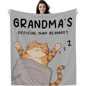 Gray Cat <b>Sleeping</b> Cartoon Nap Flannel <b>Blanket</b> Throw <b>Blanket</b> Nap <b>Blanket</b> Wholesale Machine Washable Fade Resistant - Product Image 2