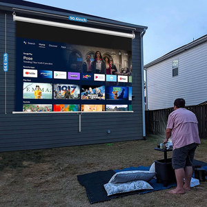 2025 plus récent support de lumière du jour blanc matière 3D 4K HD manuel tirer vers le bas écran de projecteur rétractable de 150 pouces - Product Image 6