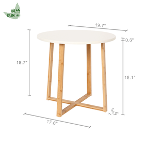Couchtisch, Nachttisch, runde Form, natürliche Bambusbasis, gemütlicher, lässiger Stil, kleiner Nachttisch, ideal für Lampen und Bücher - Product Image 2