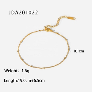 New Trendy Jewelry Non Tarnish 18K Gold Plated Stainless Steel Bead <b>Chain</b> Women's Fashion Anklet Wholesale - Product Image 6