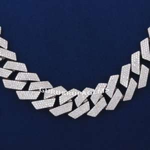 24mm Round Cuban Link <b>Chain</b> Necklace 925 <b>Silver</b> Iced Out Luxury Hip Hop Jewelry Diamond Wedding Gift - Product Image 3