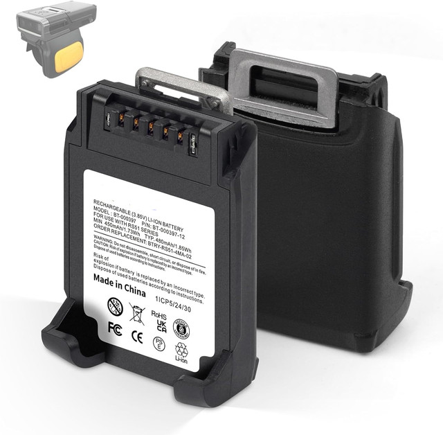 RS5100 Battery Replacement BT-000397 for Zebra Ring Scanner RS51 RS5100 RS61 RS6100 RSBT5 RS51B0 RS51C0