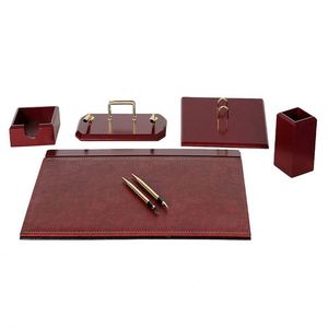 6-Piece Flash Cute Style <b>Desk</b> Organizer <b>Set</b> Mesh & Wooden with Leather for Office Desktop Use - Product Image 1