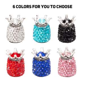 4 pièces de capuchons de valve de pneu ABS brillants en forme de couronne, avec cristaux de diamant synthétiques et alliage d'aluminium, universels pour voiture, décoratifs et anti-poussière - Product Image 3