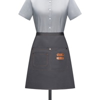 Tablier en tissu imprimé avec logo personnalisé, unisexe, vierge, imperméable, pour cuisine et service, avec poche, design demi-tablier à la taille