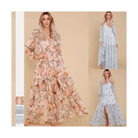 Robe droite sportive florale pour femme, col en V profond, manches courtes, sexy, 100 % polyester, printemps automne, cardigan à nouer