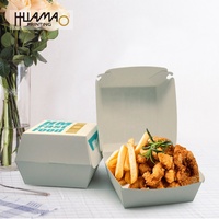Boîte en papier personnalisée pour restauration rapide, écologique et recyclable, avec logo, finition brillante/mate et gaufrage, pour frites et poisson
