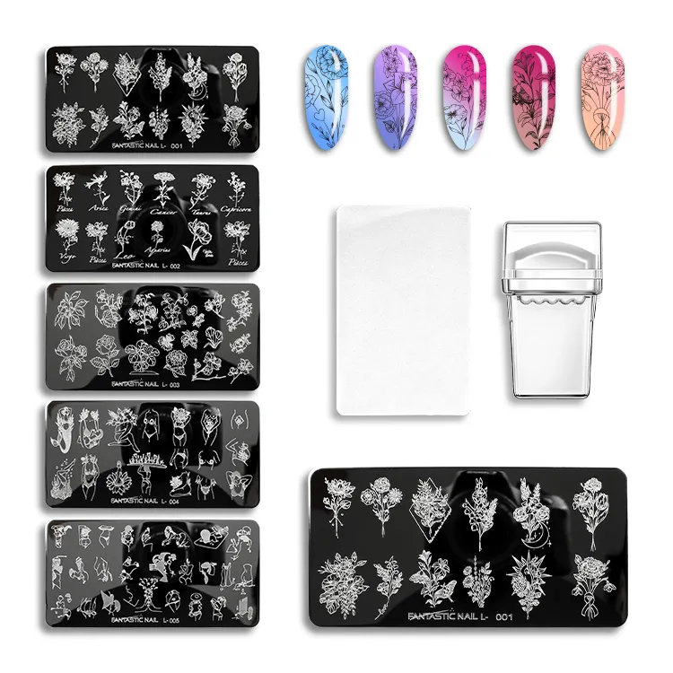 stainless steel nail art stamper template Manicure DIY Tools set customized nail stamping plate