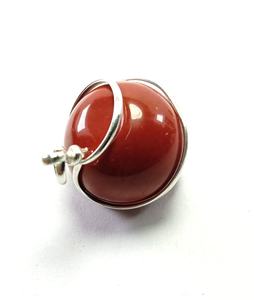 High quality red jasper sphere Wire Wrapped Pendant Classic Style Quartz <b>Crystal</b> ball Gemstone <b>Necklace</b> <b>Healing</b> Stone wholesaler - Product Image 3