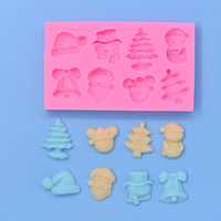 Ensemble de moules en silicone à thème de Noël avec forme circulaire et emballage OPP pour la pâtisserie, les gâteaux DIY, le fondant, les chocolats, les biscuits