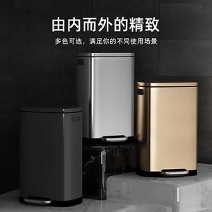 30L stainless steel foot-operated household kitchen trash can, large capacity, 50L for commercial use, indoor office use, - Product Image 2