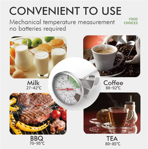 เทอร์โมมิเตอร์วัดอุณหภูมิอาหารในครัวเรือน นม กาแฟ แบบอ่านค่าทันที เทอร์โมมิเตอร์ดิจิตอล พร้อมหัววัดโลหะ เทอร์โมมิเตอร์สำหรับทำอาหาร - Product Image 6