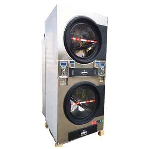 Séchoir à linge BIBO 12 kg à double empilement en acier inoxydable à monnayeur avec triple chauffage pour blanchisserie d'hôtel 12 kg - Product Image 1
