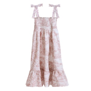 Robe d'été personnalisée à volants et smockée en tissu de coton imprimé maman et moi - Product Image 2