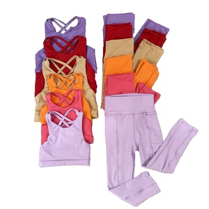 Conjuntos de Yoga para Meninas DH OEM, Novo Estilo, Tecido Sólido Personalizado, Estilo Doce, Roupas de Verão para Crianças de 0 a 16 Anos, Conjuntos de Yoga para Meninas - Product Image 2