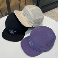 Casquette de course légère en nylon ripstop perforé au laser, 5 panneaux, à bord plat, séchage rapide, pour la randonnée en sentier et les sports de plein air