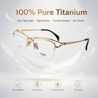 Lunettes de lecture pour femmes en titane pur, montures de luxe semi-cerclées carrées, anti-lumière bleue, légères, transparentes