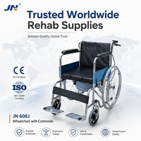 Fauteuil roulant manuel pliant avec siège intégré, cadre en acier chromé, équipement de mobilité de qualité hospitalière