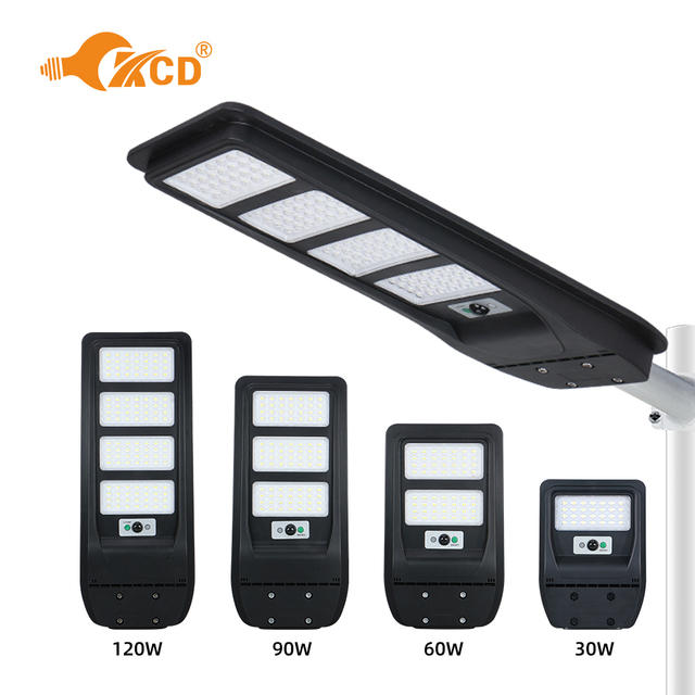 KCD New Design Industrial Grade IP65 Sensor Super Brightness 100w 120w 200w 300w 500w LED All in One Solar Powered Street Light