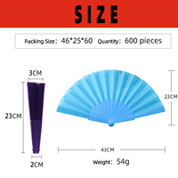 Kipas Tangan Lipat Plastik 23cm Ringan Warna Solid Bermotif Hadiah untuk Dekorasi Pernikahan