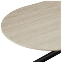 Table à manger minimaliste ovale avec plateau en pierre frittée, pieds en acier épais, stable, pour restaurant