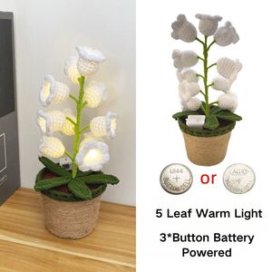 Lily thung lũng hiện đại <span class=keywords><strong>LED</strong></span> ánh sáng ban đêm sáng tạo Crochet Máy tính để bàn trang trí Pin hoạt động chậu cây món quà giáng sinh cho phòng ngủ - Product Image 6