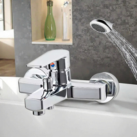 FEIDU Chrome poli mitigeur mural moderne robinets de bain-douche motif de pulvérisation de pluie mixte eau chaude et froide en céramique