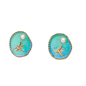 Pendientes de Moda con Diseño de Libélula Azul Verde, en Acero Inoxidable 316L con Baño de Oro PVD, Resistentes y Sostenibles - Product Image 2