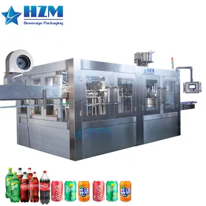 Máquina automática de llenado de bebidas carbonatadas con botellas de PET 3 en 1, línea de producción de refrescos