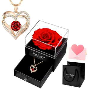 2026 Bestseller Valentinstag Getrocknete Blumen Ewige Rose Schmuck-Geschenkbox Konservierte Rose für Freundin Frauen Neujahrsgeschenk - Product Image 1