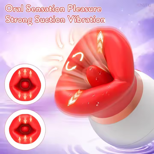 Charge3 in 1 Stimulator Oral Wanita Penggoda Payudara Orgasme Penghisap Klitoris Penjilat Mainan Mulut Besar Mainan Seks Rose Vibrator untuk Wanita - Product Image 4