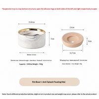 Bol en céramique à motif marbre avec rebord droit, plateau flottant anti-renversement et anti-débordement, protection du cou, pour l'alimentation des chats et des chiens