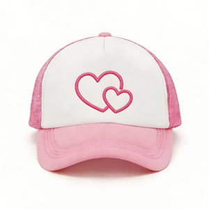 Gorra Trucker de Lona de 5 Paneles, Estilo Casual, con Bordado de Doble Corazón, Ligera, Transpirable, Ajustable con Cierre a Presión, para Ciclismo - Product Image 1