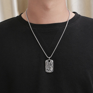Pendentif Dragon de style chinois en acier inoxydable, collier du zodiaque animalier, cadeau de mode pour hommes SP951 - Product Image 4