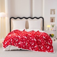 Couverture de Noël Sherpa en flanelle douce et chaude à double couche avec motif d'arbres de cerf de Noël pour le lit et le canapé Cadeaux pour tout le monde
