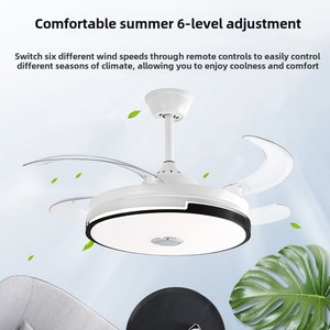 Ventilateur de plafond LED moderne avec lampe, <span class=keywords><strong>lustre</strong></span> invisible <span class=keywords><strong>pour</strong></span> restaurant, salon, chambre à coucher, télécommande, vente en gros - Product Image 5
