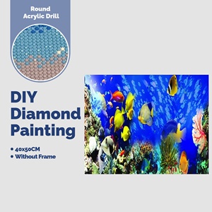 1PC DIY 40*50cm <span class=keywords><strong>Peinture</strong></span> Diamant Motif Monde Marin Rond Complet 5D <span class=keywords><strong>Acrylique</strong></span> Moderne pour Décoration Murale - Product Image 1