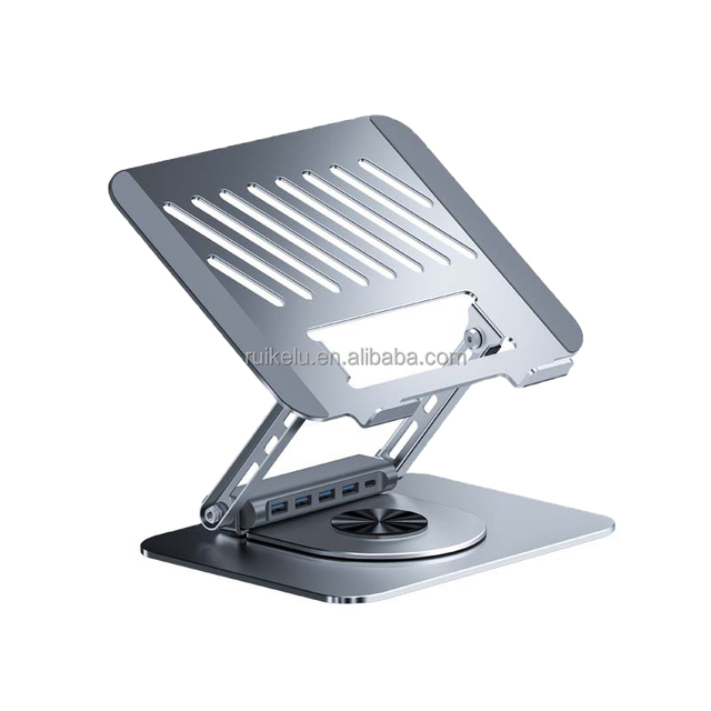 Ergonomic Multi-functional Aluminum Alloy USB Hubs with Rotatable Stand for PC Laptop Riser Foldable Cooler Desktop Dock Station