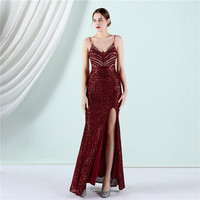 18905-S #2022 nouvelle mode femmes Sexy décolleté en V profond sans manches paillettes soirée grosse dame robe grande taille robe Super taille