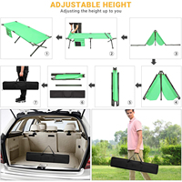 Lit de camping pliant robuste en tube d'acier avec logo personnalisé, sac latéral inclus – Vente chaude en gros