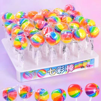 Sucettes Bonbons Durs Personnalisés en Gros, Saveur Rose Fruitée Arc-en-ciel, Forme Dés de Champignons, Remplissage Pastèque, 15g, Boîte Multicolore
