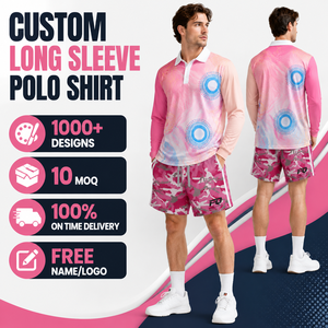 Polo personnalisé à manches longues sublimé en polyester, short de sport de football australien, pour l'agriculture, la pêche et la chasse - Product Image 1