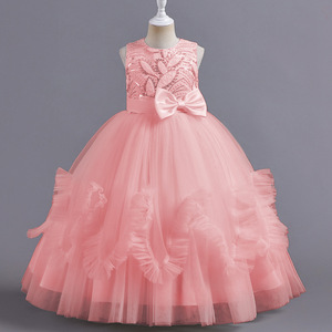 Vestido de Niña <span class=keywords><strong>2022</strong></span>, Nuevo Vestido Largo de Princesa con Encaje de Flores, para Cumpleaños, Comunión, Fiesta, Boda, de 4 a 14 Años - Product Image 6
