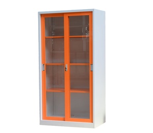 Armoire <span class=keywords><strong>de</strong></span> <span class=keywords><strong>rangement</strong></span> <span class=keywords><strong>de</strong></span> bureau industrielle moderne à 2 portes en verre Classeur en métal à 4 étagères pliable et réglable pour les hôpitaux et les écoles - Product Image 5