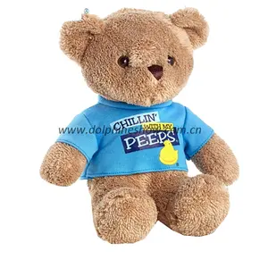 Boneka Plush Boneka Teddy Bear Kaos dengan Logo Kustom Nama untuk Boneka Beruang